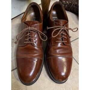 Sz 11 JOHNSTON & MURPHY WATERPROOF Men's Brown Lethe Dress Shoes, Cap Toe Derby